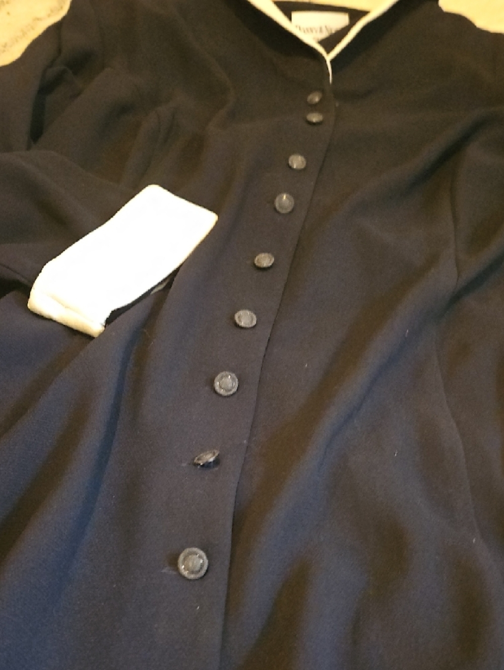 Danny & Nicole Dark Navy Dress with White Trim - Picture 2 of 6